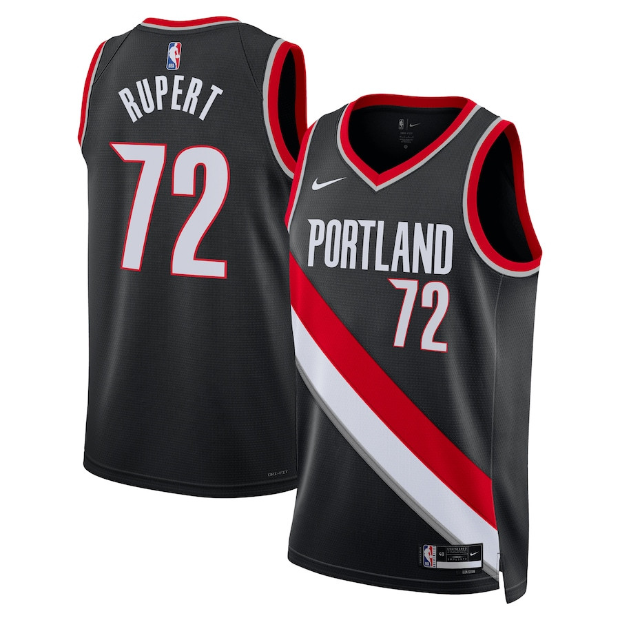 Rayan Rupert 72 Portland Trail Blazers Unisex Swingman Jersey - Icon Edition - Black - JS473