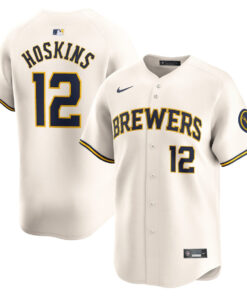 Rhys Hoskins 12 Milwaukee Brewers Home Limited Player Men Jersey - Cream