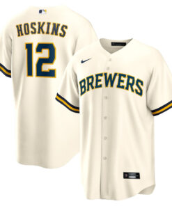 Rhys Hoskins 12 Milwaukee Brewers Home Men Player Jersey - Cream