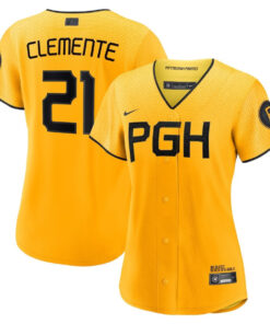 Roberto Clemente 21 Pittsburgh Pirates 2023 City Connect Women Jersey - Gold