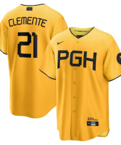 Roberto Clemente 21 Pittsburgh Pirates City Connect Men Player Jersey - Gold