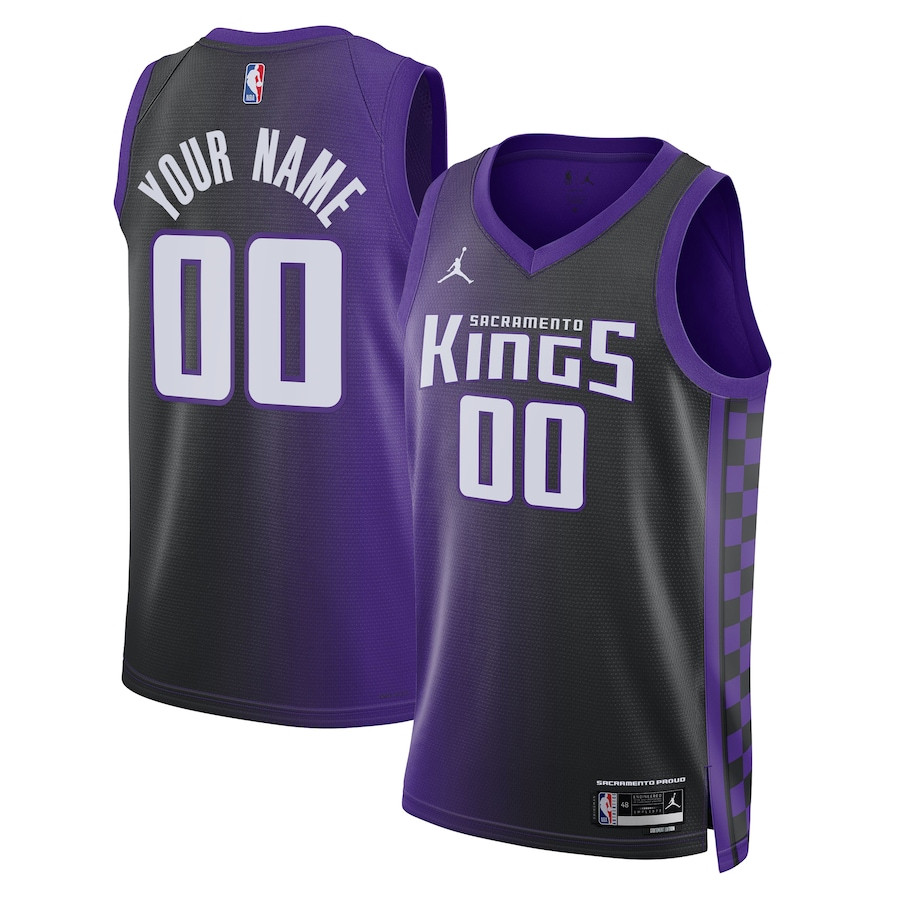 Sacramento Kings Statement Swingman Custom Jersey - Black/Purple - JS903