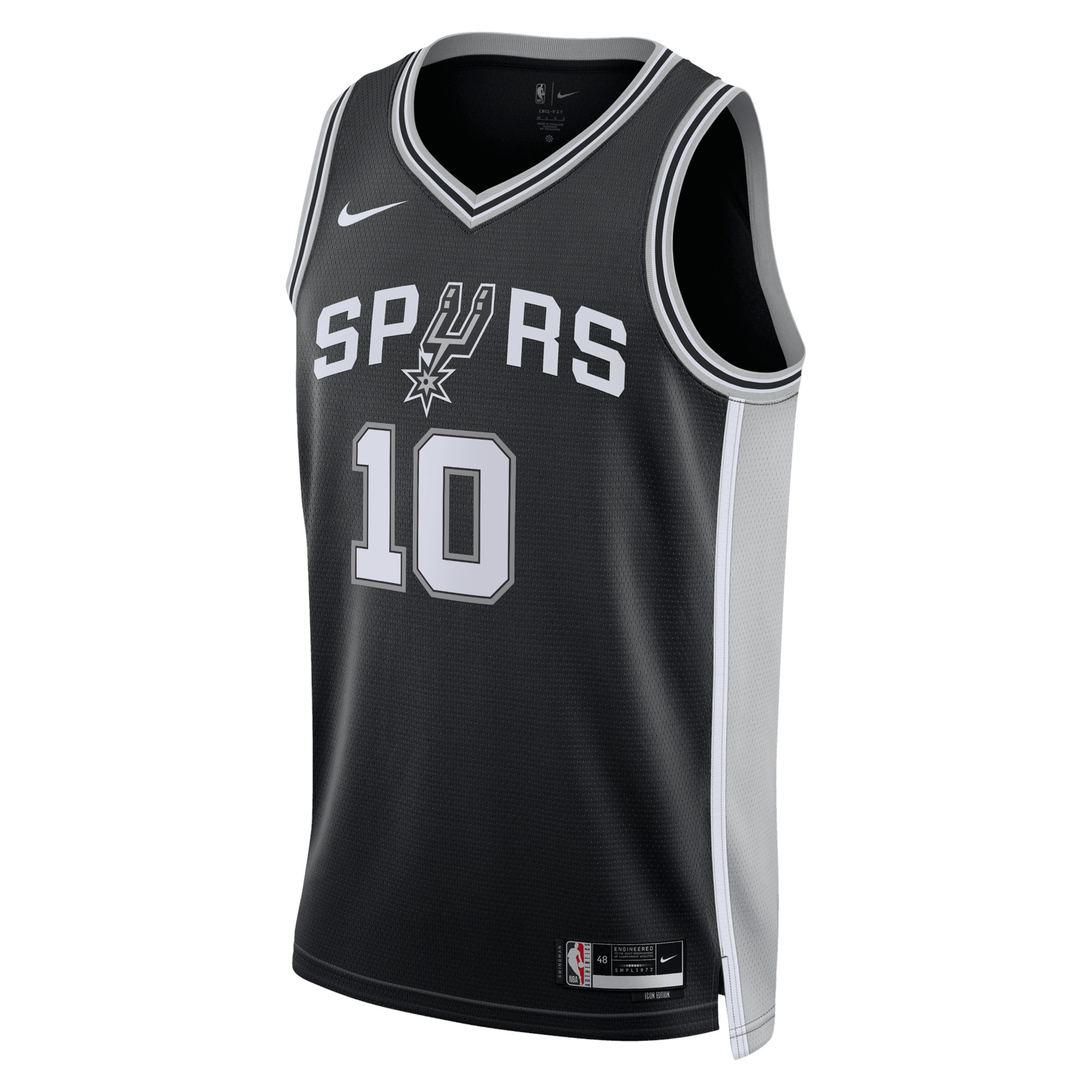 San Antonio Spurs Icon Edition Swingman Jersey - Black - Jeremy Sochan - Unisex - JS186