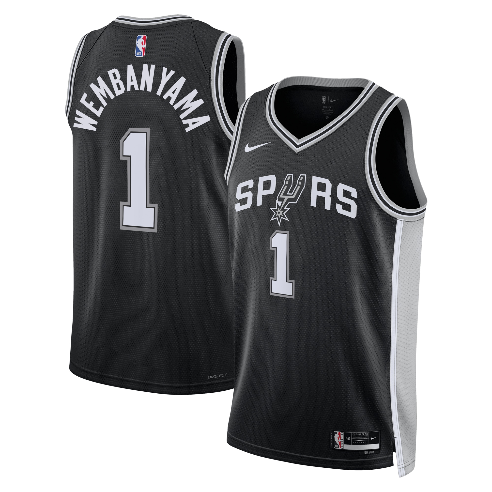 San Antonio Spurs Icon Edition Swingman Jersey - Black - Victor Wembanyama - Unisex - JS913