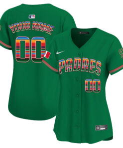 San Diego Padres Mexico Custom Women Jersey - Green