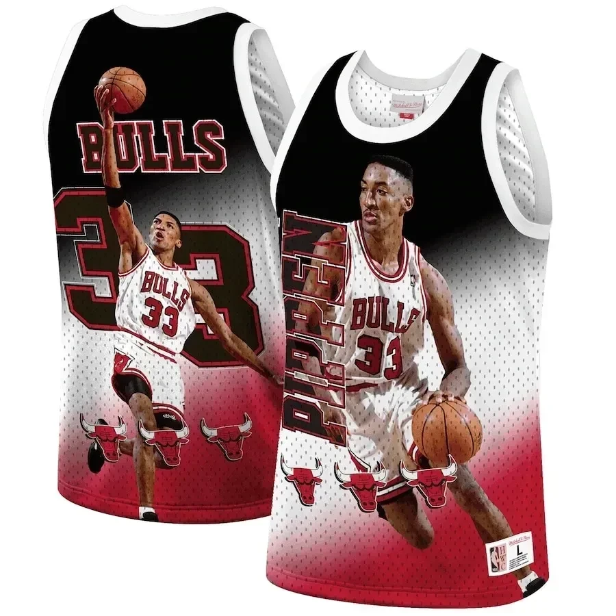 Scottie Pippen Chicago Bulls Mitchell & Ness Behind The Back Tank Top - Red Jersey - JS591