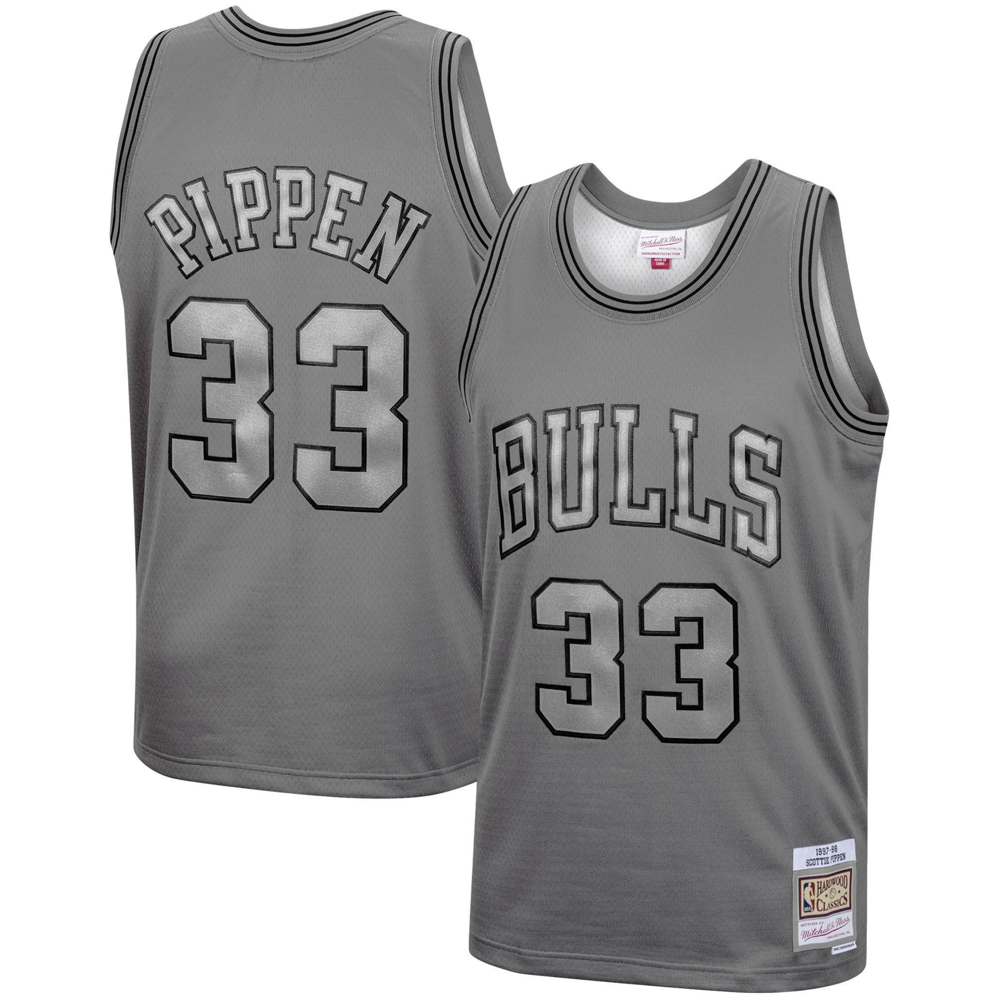 Scottie Pippen Chicago Bulls Mitchell & Ness Hardwood Classics Retired Player 1997/98 Metal Works Swingman Jersey â€“ Charcoal - JS151