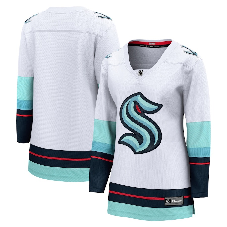 Seattle Kraken Women's Jersey White Home Breakaway Player Jersey Hockey Fan Gifts For Her