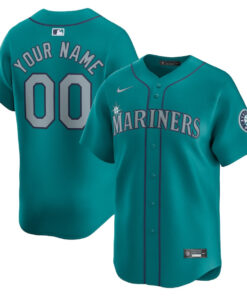 Seattle Mariners Alternate Limited Custom Men Jersey - Aqua