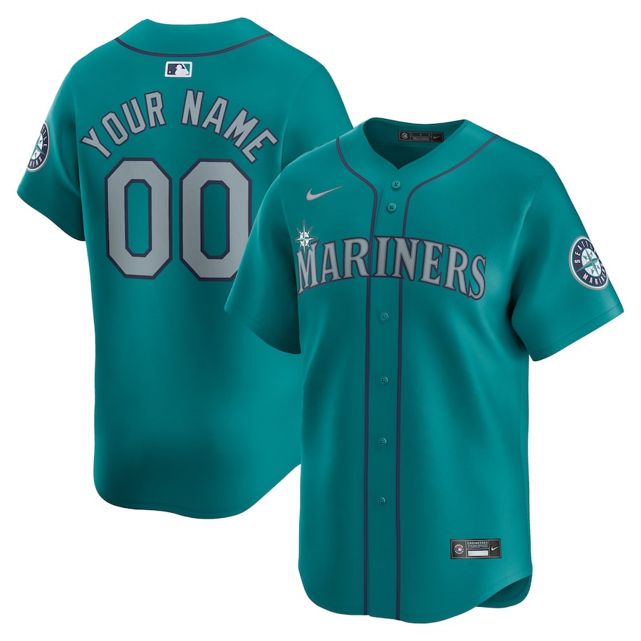 Seattle Mariners Alternate Limited Custom Men Jersey - Aqua