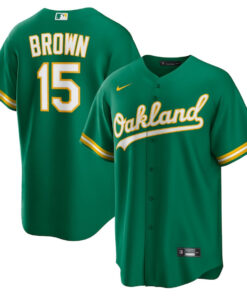 Seth Brown 15 Oakland Athletics Alternate Team Men Jersey - Kelly Green