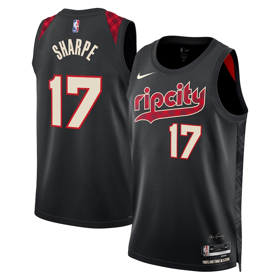 Shaedon Sharpe 17 Portland Trail Blazers 2023/24 City Edition Swingman Jersey - Black - JS655