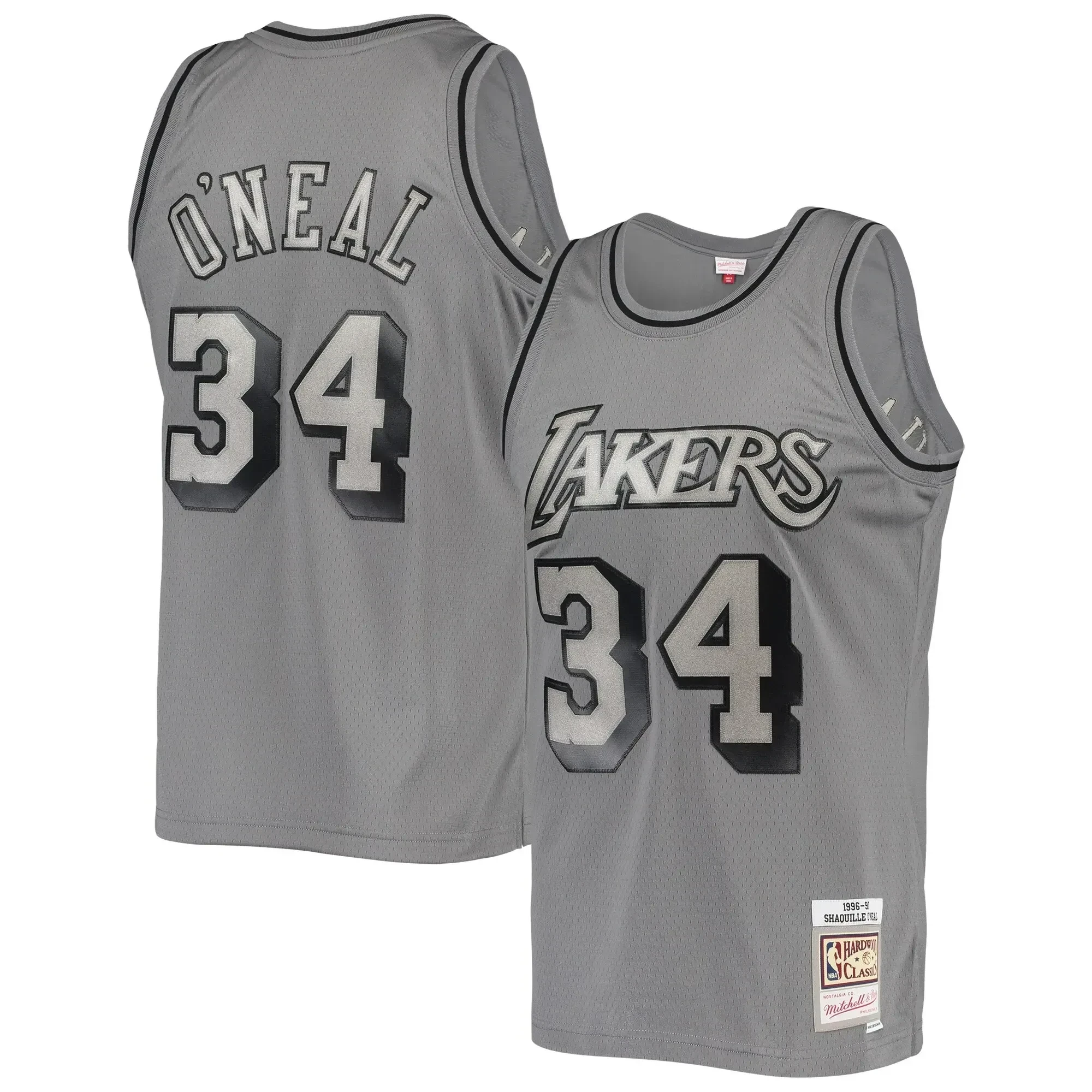 Shaquille O'neal Los Angeles Lakers Mitchell & Ness Hardwood Classics Retired Player 1996/97 Metal Works Swingman Jersey â€“ Charcoal - JS629