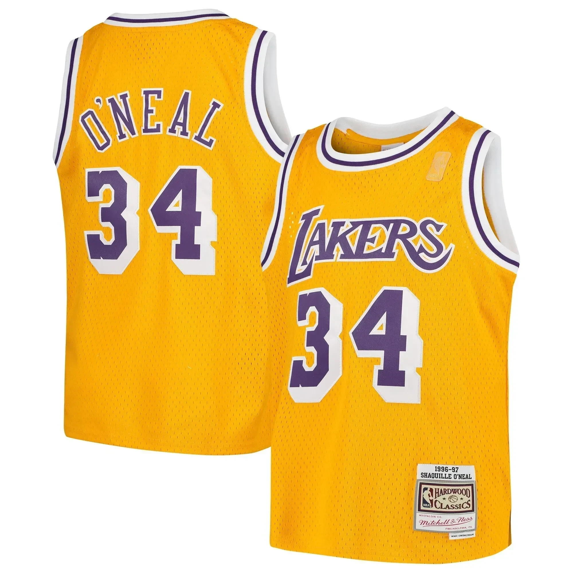 Shaquille O'neal Los Angeles Lakers Mitchell & Ness Youth Swingman Throwback Jersey - Gold - JS138