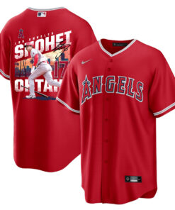 Shohei Ohtani 17 Los Angeles Angels Signed City 2023 Alternate Player Men Jersey - Red