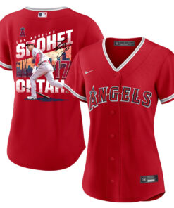 Shohei Ohtani 17 Los Angeles Angels Signed City 2023 Alternate Player Women Jersey - Red