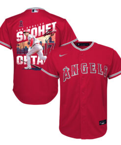 Shohei Ohtani 17 Los Angeles Angels Signed City 2023 Alternate Player YOUTH Jersey - Red
