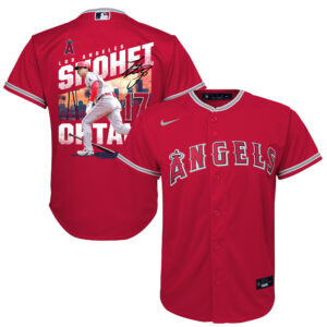 Shohei Ohtani 17 Los Angeles Angels Signed City 2023 Alternate Player YOUTH Jersey - Red