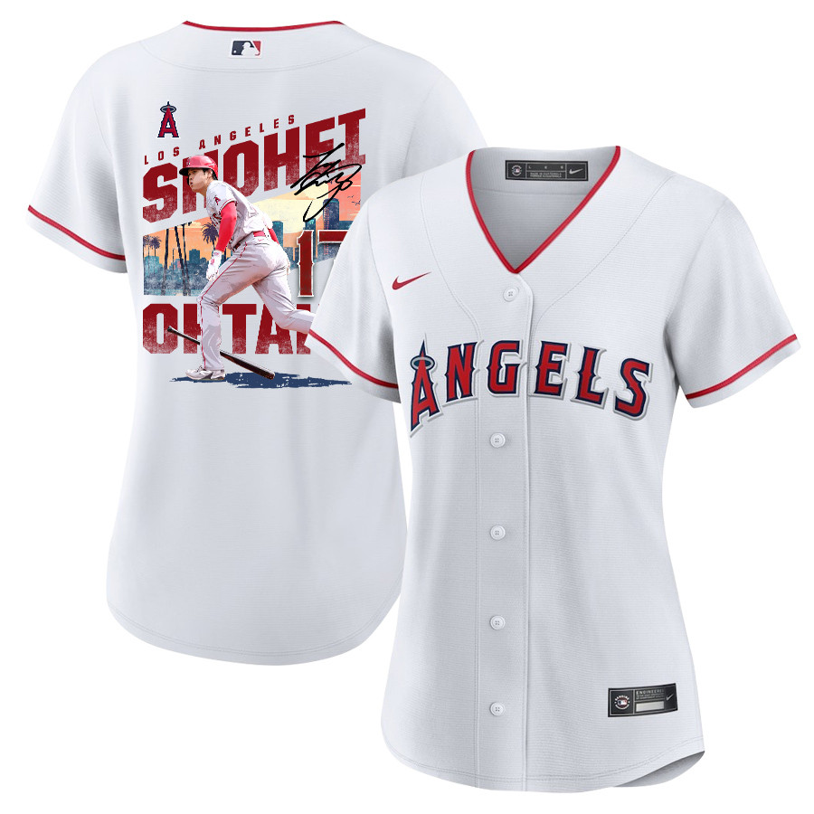 Shohei Ohtani 17 Los Angeles Angels Signed City 2023 Home Player Women Jersey - White