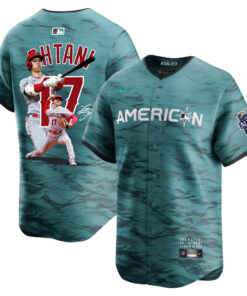 Shohei Ohtani 17 Los Angeles Angels Signed Decisive Blow 2023 All-Star Game Limited Player Men Jersey - Teal