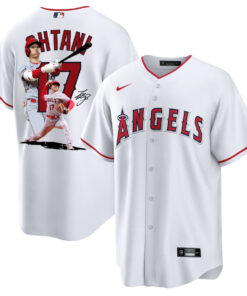 Shohei Ohtani 17 Los Angeles Angels Signed Decisive Blow 2023 Home Men Jersey - White