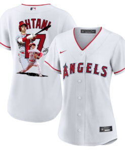 Shohei Ohtani 17 Los Angeles Angels Signed Decisive Blow 2023 Home Women Jersey - White
