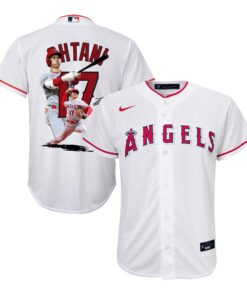 Shohei Ohtani 17 Los Angeles Angels Signed Decisive Blow 2023 Home YOUTH Jersey - White
