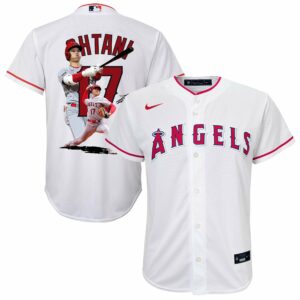 Shohei Ohtani 17 Los Angeles Angels Signed Decisive Blow 2023 Home YOUTH Jersey - White