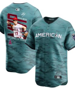 Shohei Ohtani 17 Los Angeles Angels Signed Logo 2023 All-Star Game Limited Player Men Jersey - Teal