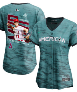 Shohei Ohtani 17 Los Angeles Angels Signed Logo 2023 All-Star Game Limited Player Women Jersey - Teal