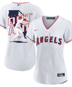 Shohei Ohtani 17 Los Angeles Angels Signed Map 2023 Home Player Women Jersey - White