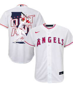 Shohei Ohtani 17 Los Angeles Angels Signed Map 2023 Home Player YOUTH Jersey - White