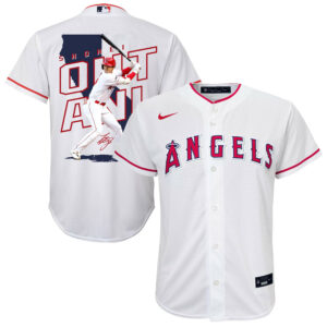 Shohei Ohtani 17 Los Angeles Angels Signed Map 2023 Home Player YOUTH Jersey - White