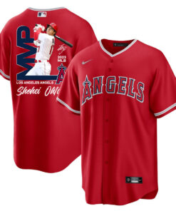 Shohei Ohtani 17 Los Angeles Angels Signed MVP 2023 Alternate Player Men Jersey - Red
