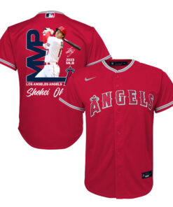 Shohei Ohtani 17 Los Angeles Angels Signed MVP 2023 Alternate Player YOUTH Jersey - Red