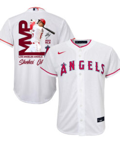 Shohei Ohtani 17 Los Angeles Angels Signed MVP 2023 Home Player YOUTH Jersey - White