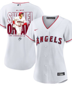 Shohei Ohtani 17 Los Angeles Angels Signed Name 2023 Home Player Women Jersey - White
