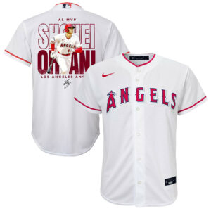 Shohei Ohtani 17 Los Angeles Angels Signed Name 2023 Home Player YOUTH Jersey - White