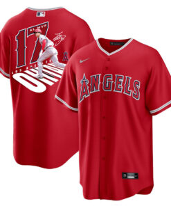 Shohei Ohtani 17 Los Angeles Angels Signed Number 2023 Alternate Player Men Jersey - Red
