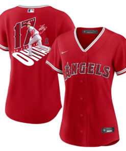 Shohei Ohtani 17 Los Angeles Angels Signed Number 2023 Alternate Player Women Jersey - Red