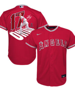Shohei Ohtani 17 Los Angeles Angels Signed Number 2023 Alternate Player YOUTH Jersey - Red