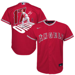 Shohei Ohtani 17 Los Angeles Angels Signed Number 2023 Alternate Player YOUTH Jersey - Red
