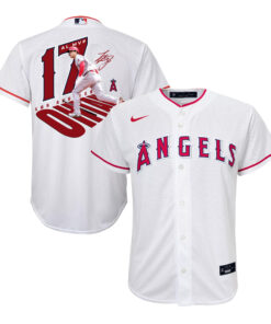 Shohei Ohtani 17 Los Angeles Angels Signed Number 2023 Home Player YOUTH Jersey - White