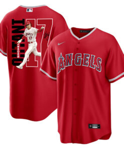 Shohei Ohtani 17 Los Angeles Angels Signed Run 2023 Alternate Player Men Jersey - Red