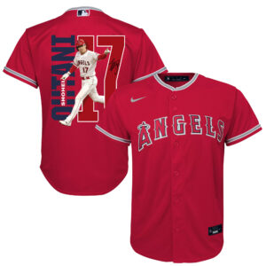 Shohei Ohtani 17 Los Angeles Angels Signed Run 2023 Alternate Player YOUTH Jersey - Red