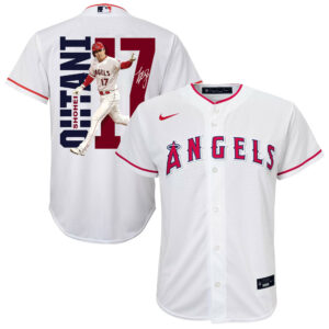 Shohei Ohtani 17 Los Angeles Angels Signed Run 2023 Home Player YOUTH Jersey - White