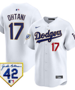 Shohei Ohtani 17 Los Angeles Dodgers 2024 Jackie Robinson Patch Men Jersey - White