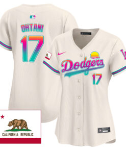 Shohei Ohtani 17 Los Angeles Dodgers 2024 Los Angeles City Style California Republic Patch Women Jersey - Cream
