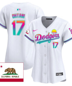 Shohei Ohtani 17 Los Angeles Dodgers 2024 Los Angeles City Style California Republic Patch Women Jersey - White