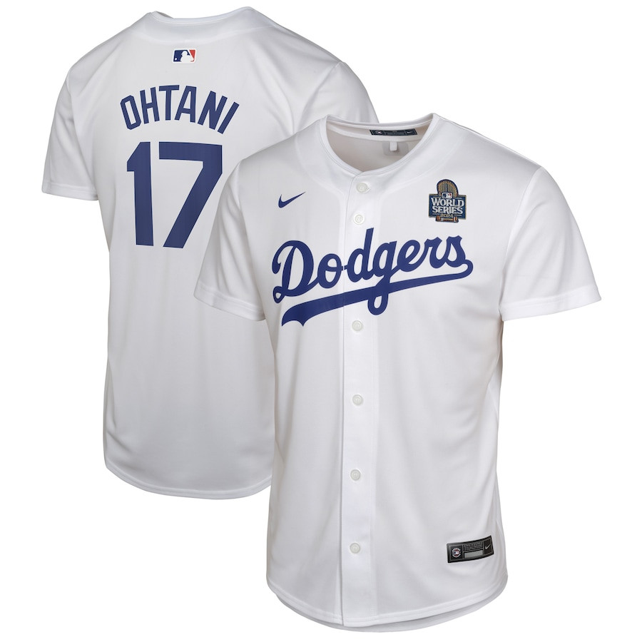 Shohei Ohtani 17 Los Angeles Dodgers 2024 World Series Game YOUTH Jersey - White